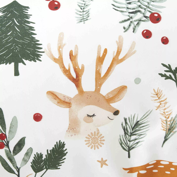 Vianočný les Vianočné mikrosaténové posteľné prádlo biele I25 Spod Igły i Nitki - mäkké, hladké a odolné