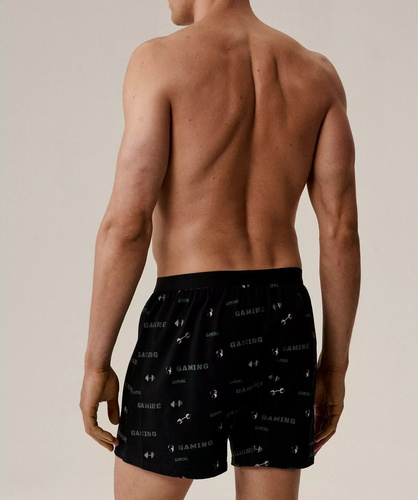 Pánske boxerky 2MBX-084/25 Atlantic - bavlnené, 2-pack, pohodlný strih - khaki čierna