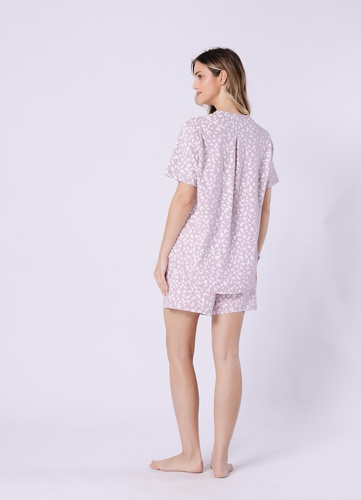 Samanta 1709 Leveza béžové bavlnené dámske pyžamo - letné, zapínanie na gombíky, 100% bavlna, krátke rukávy a šortky