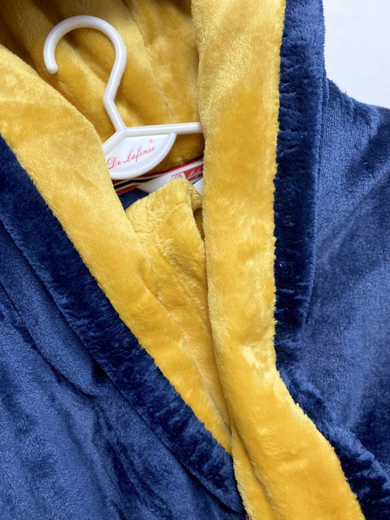 627 Soraya Dámsky krátky župan Forex - tmavomodrý / medový