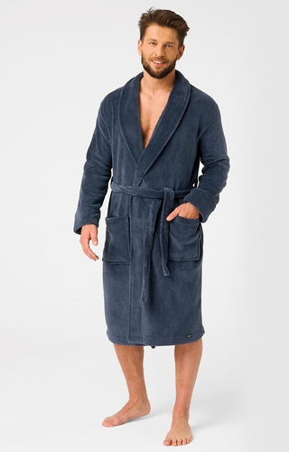 MGL 255 B25 Pánsky župan tmavomodrý - klasický, mäkký, viazaný v páse