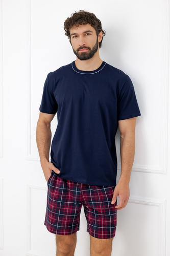 Italian Fashion Brajan pánske pyžamo Mega Soft bavlna kárované šortky