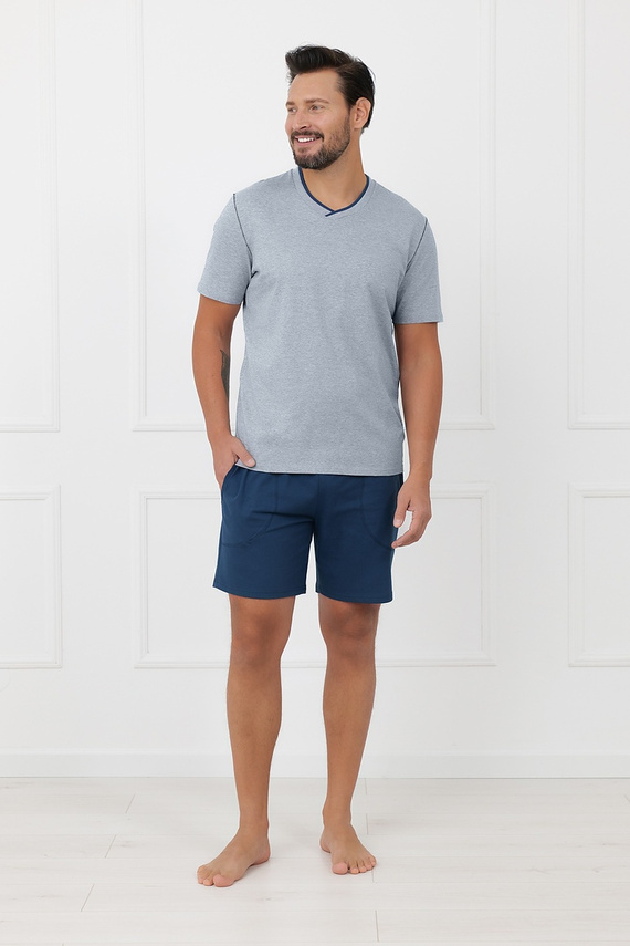 Pánska bavlnená pyžama Devon Italian Fashion krátky rukáv melange