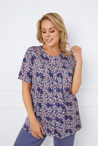 Bonaria Dámske pyžamo s krátkym rukávom, 3/4 nohavice Talianska móda - potlač/džínsy