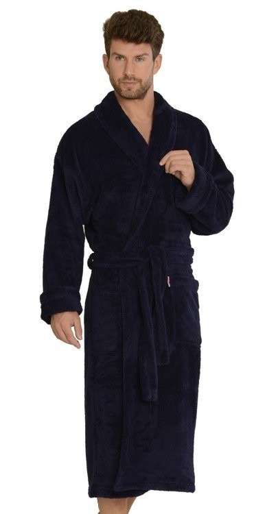 811 Pánsky plyšový župan De Lafense - tmavomodrý