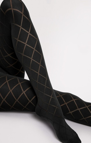 G 6129 Fusil Tights Fiore 40 den nero - geometrické kosoštvorce, mikrovlákno