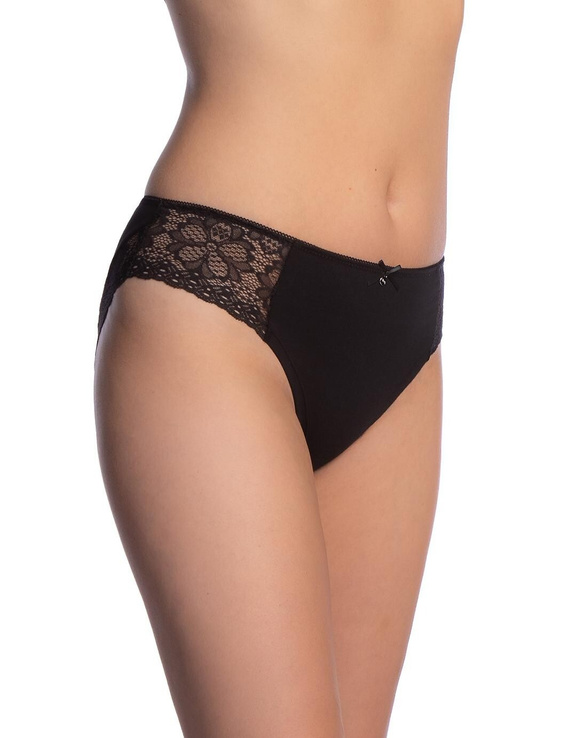 Lama L-1606 BI Dámske bavlnené bikini nohavičky s čipkou čierne 2-pak