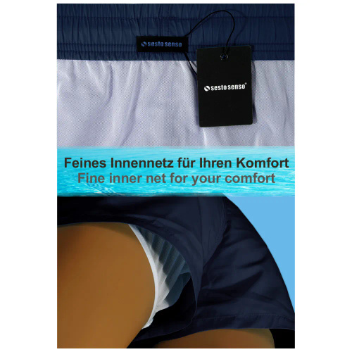 Sesto Senso pánske plavkové šortky rýchloschnúce plážové s vreckami navy