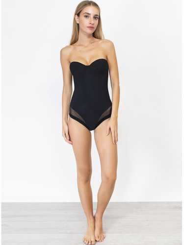 1852 Dámske body Everybody bardot z mikrovlákna, vystužené košíčky, bezšvové Sielei black