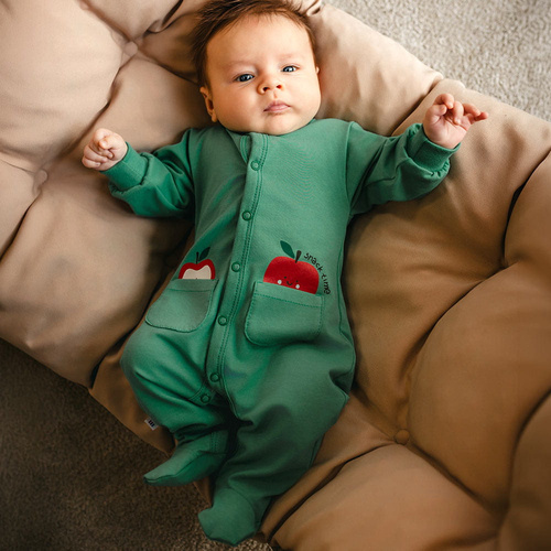 Dojčenský overal Eevi Snack Time zelený bavlna pohodlný