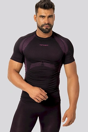 Brubeck Breeze 2.0 pánske termo tričko Nilit Breeze krátky rukáv Black/Purple
