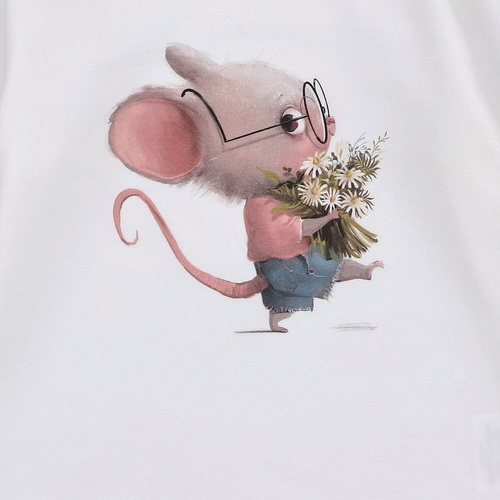 KAR-3008 Dievčenská blúzka s dlhým rukávom Lagarto Verde ecru - štýlová, bavlna, poľská výroba