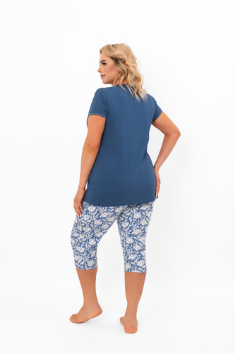 Dámske pyžamo Boma - krátky rukáv, nohavice 3/4, bavlna Italian Fashion - džínsy/potlač