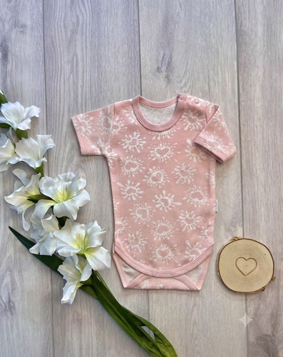 Body pre bábätká Mamatti BK16325 ružové bavlnené s krátkym rukávom