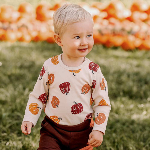 Halloweenske detské body Eevi - ecru, tekvice, bavlna