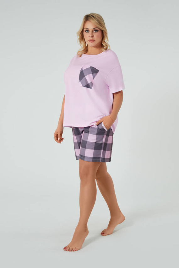 Kayo Dámske pyžamo s krátkym rukávom, šortky Italian Fashion - ružová/potlač