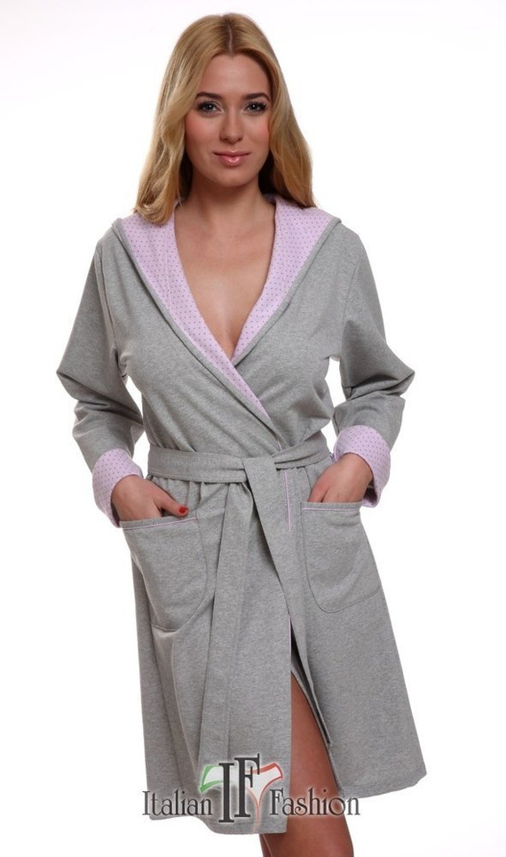 Dámsky pohodlný župan Italian Fashion - melange/ružový