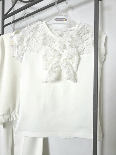 Dievčenská blúzka Eliza Bambarillo čipka mašľa elegantná