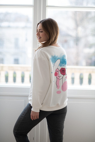 Milk It Easy! bluza do karmienia Milk&Love śmietankowa z printem