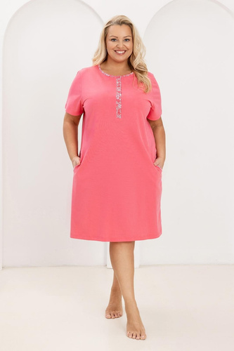 Dámska košeľa 177 Regina Raspberry - bavlnená nočná košeľa 100% bavlna, rozopínanie, pohodlie a voľnosť