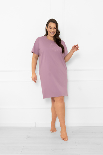 Dámska nočná košeľa Ksara - krátky rukáv, bavlna Italian Fashion - heather