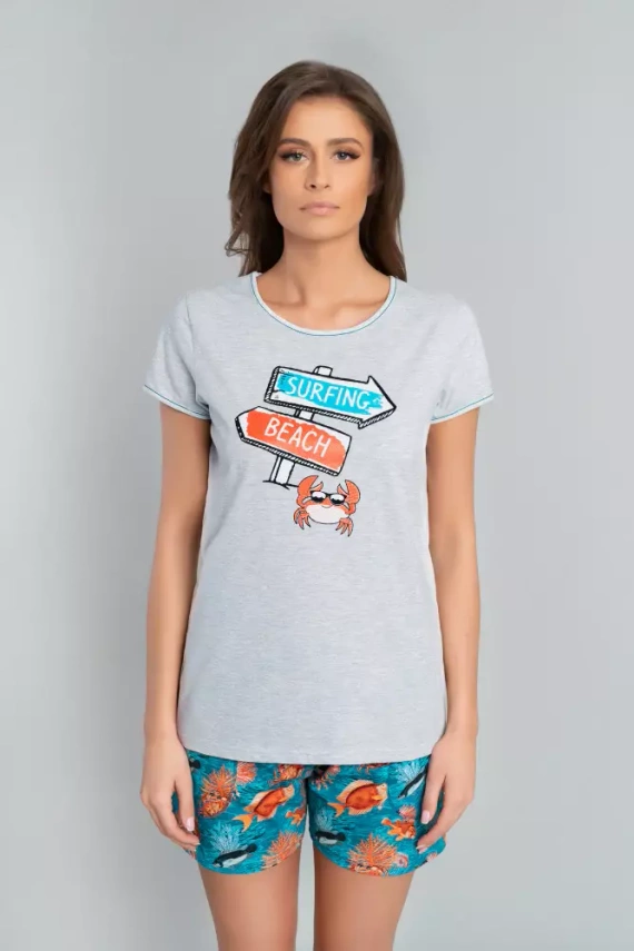 Oceania Dámske pyžamo s krátkym rukávom, šortky Italian Fashion- melange/print