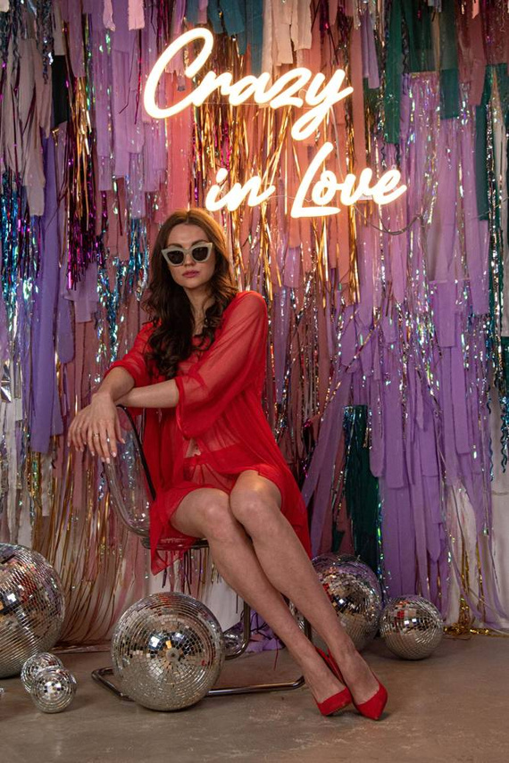 634 Nočná košeľa bez ramienok Florence + tangá Forex - červená