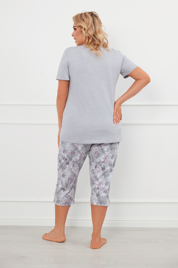 Ibena Dámske pyžamo s krátkym rukávom, 3/4 nohavice Talianska móda - melanž/potlač