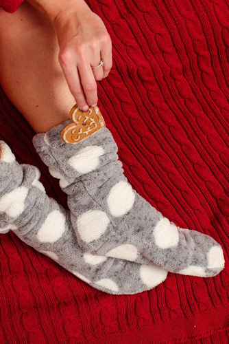 553/554 Wellsoft Hladké ponožky na spanie De Lafense - sivé veľké kruhy