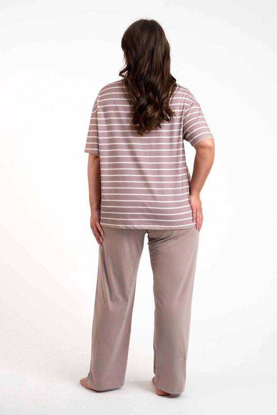 Betty Dámske pyžamo s krátkym rukávom a dlhými nohavicami Italian Fashion - cappuccino/print cappuccino