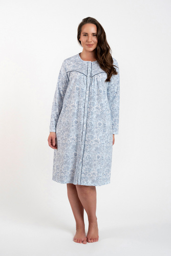 Nočná košeľa Talita s rozopnutými gombíkmi Talianska móda - modrá potlač
