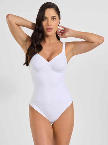 Body 3155 - elegantné, elastické, z hladkého polyamidu Spiman white
