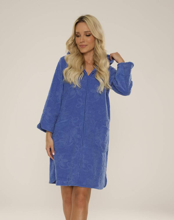 409 Žakárový krátky dámsky župan De Lafense - denim