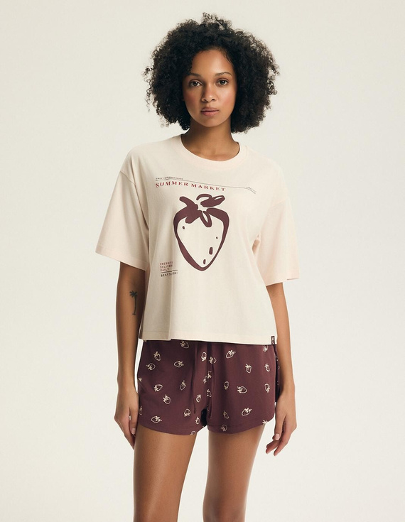 Dámske pyžamo Henderson Evika 44474 – bavlna, jahody, šortky