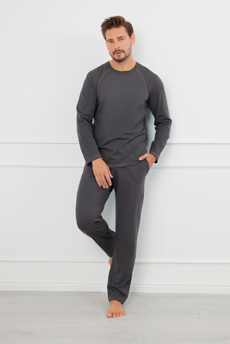 Salomon Pánske pyžamo s dlhým rukávom a dlhými nohavicami Italian Fashion - graphite/honey