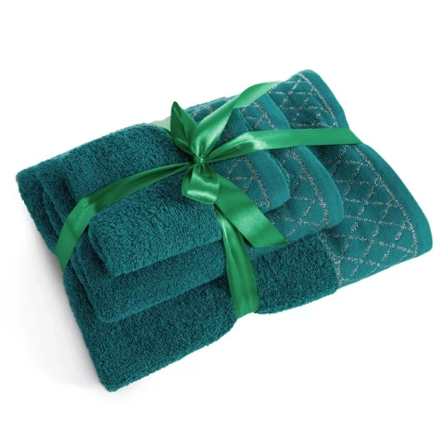 Sada uterákov Eurofirany 3 ks mäkké a savé prémiové uteráky Layla dark turquoise
