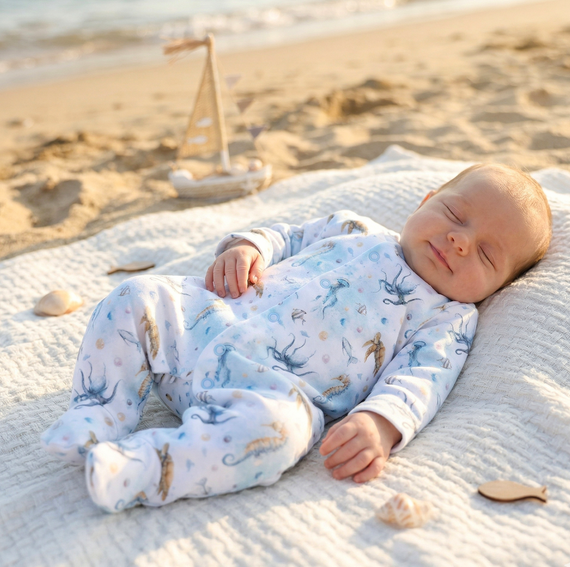 ABN-5450 Sea Of Joy Nini detský župan - organická bavlna, zapínanie na zips