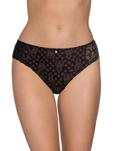 Lama L-1606 BI Dámske bavlnené bikini nohavičky s čipkou čierne 2-pak