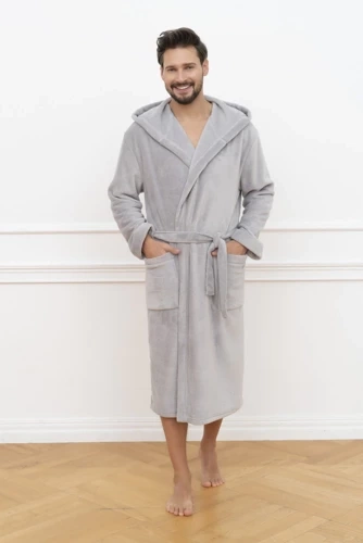 Mimas Pánsky župan s kapucňou Italian Fashion - sivý