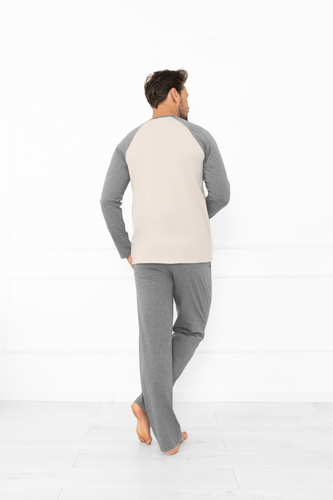 Alexander Pánske pyžamo Italian Fashion béžové - bavlna, dlhé. rukávy a nohavice