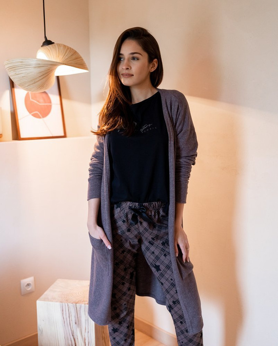 Sensis Reach For The Stars Dámske pyžamo - čierno-hnedé