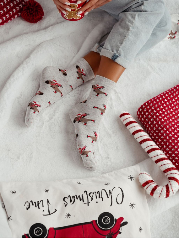 1283.041 Capybara na korčuliach Ponožky Milena - Dámske vianočné, Light Melange