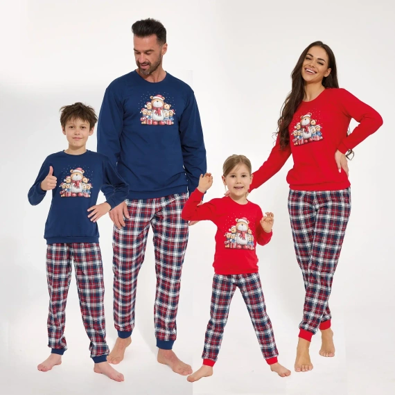 Cornette 594/205 592/205 Family Christmas dievčenské bavlnené pyžamo červené