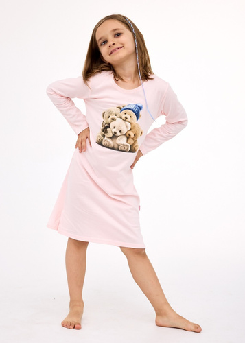 549/196, 258/196 Medvede 2 Cornette - dievčenská nočná košeľa, ružová, bavlna, medveď