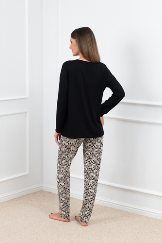 Birma Dámske pyžamo s dlhým rukávom a dlhými nohavicami Italian Fashion - čierne