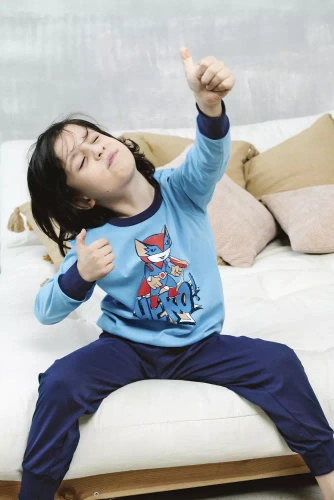 Remek Chlapčenské pyžamo s dlhým rukávom a dlhými nohavicami Italian Fashion - modré