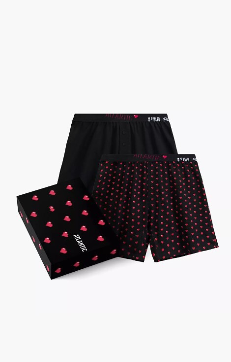 2GMB-011 Pánske boxerky Atlantic - bavlna, potlač srdca, 2 balenia