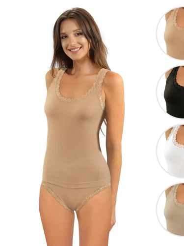 Dámske tielko Sesto Senso 6109 čipka bezšvové elastické pohodlné beige