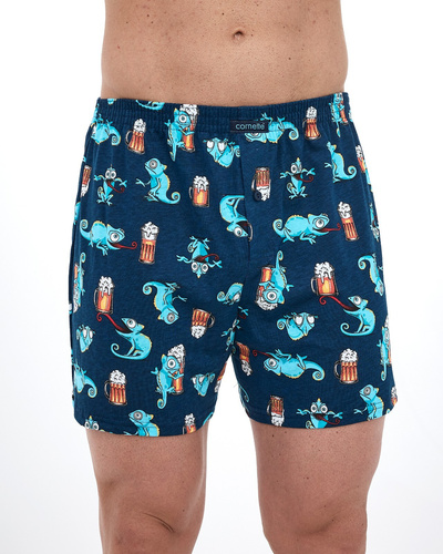 001/175 011/175 Pánske boxerky Cornette Classic Leon - bavlnené, pohodlné, s veselou potlačou, tmavomodré