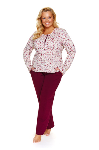 7307 Doctor Nap - Dámske plus size pyžamo na zips | 95% bavlna, poľská výroba - flores